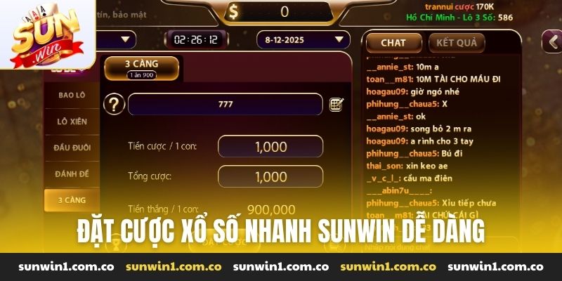 Đặt cược xổ số nhanh Sunwin dễ dàng